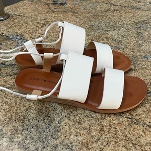 Lucky Brand white leather Hadesha tie sandal